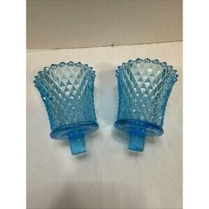 VTG Homco Home Interiors 3 3/4" Aqua Blue Glass Candle Wall Sconce Globes